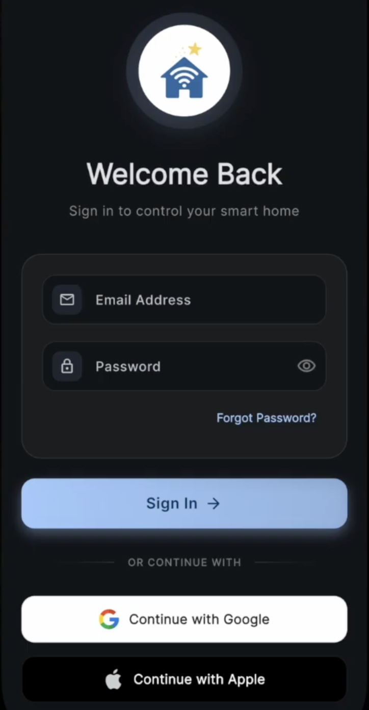 Login screen