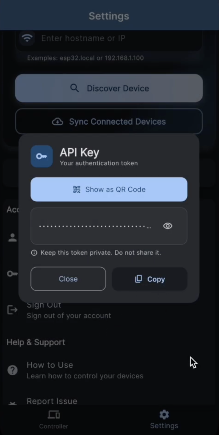 Settings -> API Key